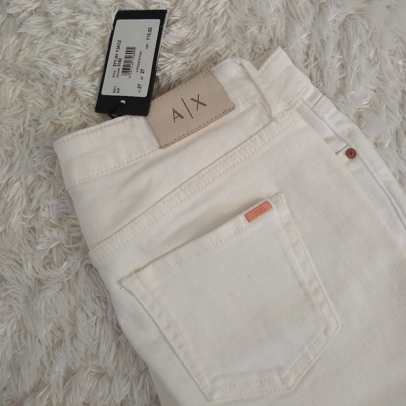ARMANI EXCHANGE WOMEN WHITE RIPPED SKINNY JEANS - Picture 2 of 5